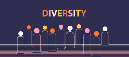 Diversity vector illustration, minimalism geometry design, color banner, posterのイラスト素材