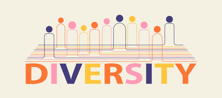 Diversity vector illustration, minimalism geometry design, color banner, posterのイラスト素材