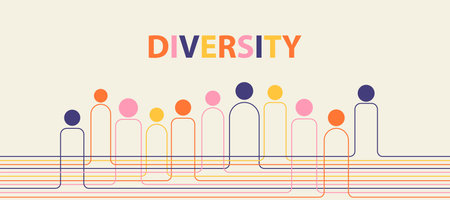 Diversity vector illustration, minimalism geometry design, color banner, posterのイラスト素材
