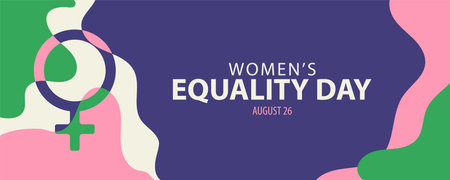 Women's Equality Day. Vector illustration in flat style with woman silhouette.のイラスト素材