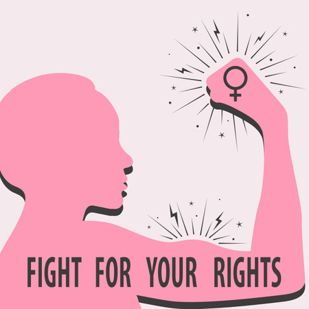 Fight For Your Right banner, Women's power, Feminism. Vector posterのイラスト素材