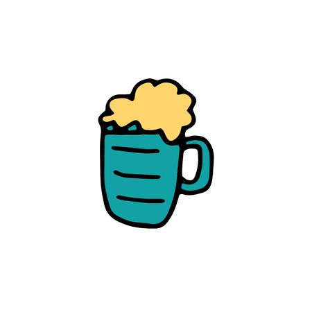 Lager beer icon. Vector beer. Glass with beer. Doodle hand drawn flat icon.のイラスト素材