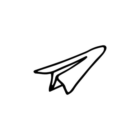 Paper plane doodle icon isolated on white. Hand drawing sketch vector illustration.のイラスト素材