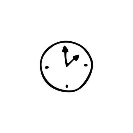 Doodle clock icon. Hand drawn vector illustrationのイラスト素材