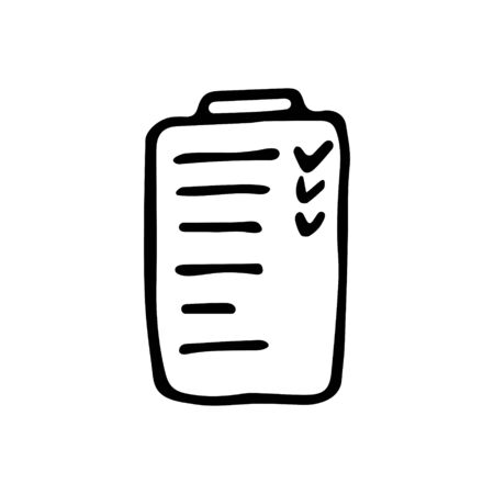 Checklist doodle icon. Hand drawn to-do list. Paper reminder icon. Vector graphics.のイラスト素材