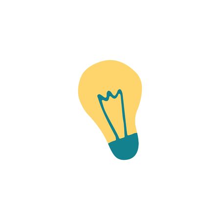 Hand drawn doodle bulb icon. Inspiration idea symbol. Vector flat illustration.のイラスト素材