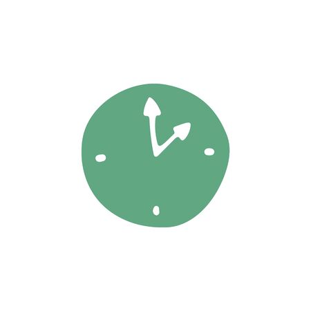 Doodle clock icon. Hand drawn vector illustration.のイラスト素材