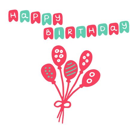 Birthday party. Poster banner postcard for the holiday. Balloons and inscription. Vectorのイラスト素材
