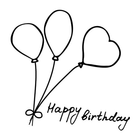 Birthday party. Poster banner postcard for the holiday. Balloons and inscription. Vector graphicsのイラスト素材