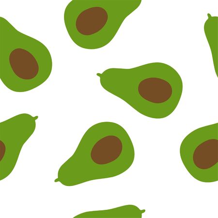 Avocado seamless pattern. Hand drawn vegetable fruit icon for print and web. Vector illustration.のイラスト素材