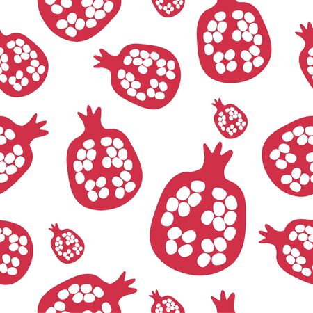 Pomegranate seamless pattern. Garnet logo for print and web. Vector illustrationのイラスト素材