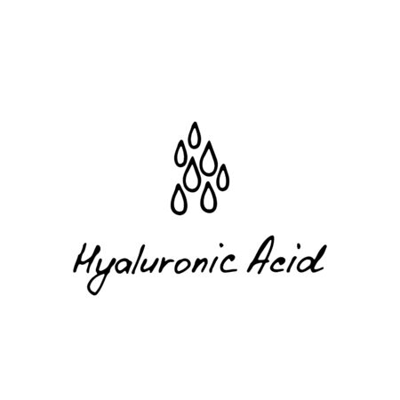 Hyaluronic acid hand drawn icon. Water drop. Korean beauty. Cosmetic ingredient. Vector illustration.のイラスト素材