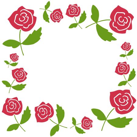 Rose frame. Rose oil logo for cosmetic and parfume design. Hand drawn rose label for web and print. Vector illustration.のイラスト素材