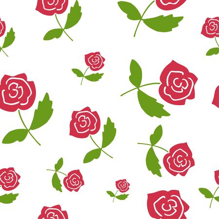 Rose seamless pattern. Rose oil logo for cosmetic and parfume design. Hand drawn rose label for web and print. Vector illustration.のイラスト素材