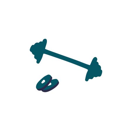 Barbel and plates icons, doodle graphic. Vector flat illustration.のイラスト素材