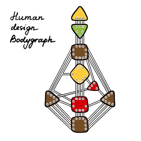 Human Design BodyGraph. Nine colored energy centers. Vector illustrationのイラスト素材