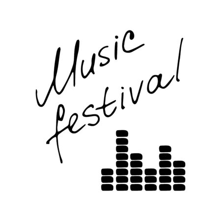 Hand writting inscription Music festival. Hand drawn equalizer icon. Vector illustrationのイラスト素材
