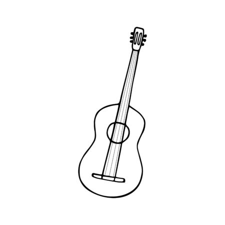 Single hand-drawn guitar icon. Symbol of a musical instrument. Vector illustrationのイラスト素材