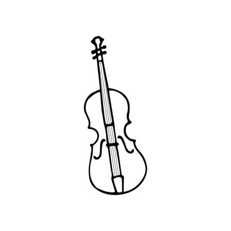 Single hand-drawn violin icon. Symbol of a musical instrument. Vector illustrationのイラスト素材