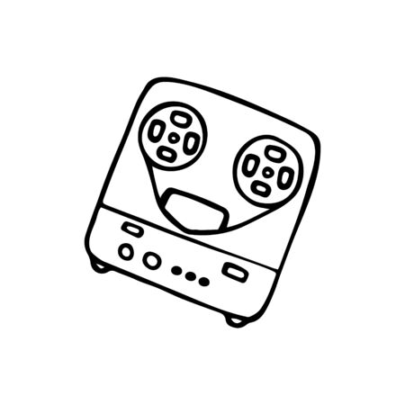 Single hand-drawn tape-recorder icon. Musical symbol. Vector illustrationのイラスト素材