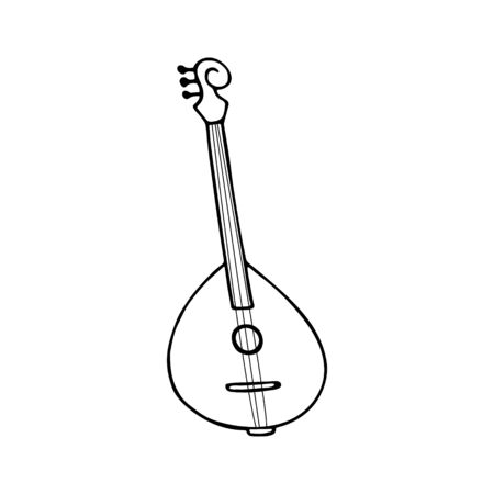 Single hand-drawn domra icon. Symbol of a musical instrument. Vector illustrationのイラスト素材