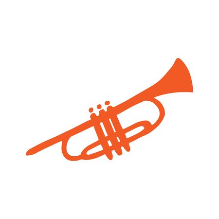 Single trumpet icon. A wind instrument. Icon for print and digital. A hand-drawn symbol of the trumpet. Vector graphicsのイラスト素材