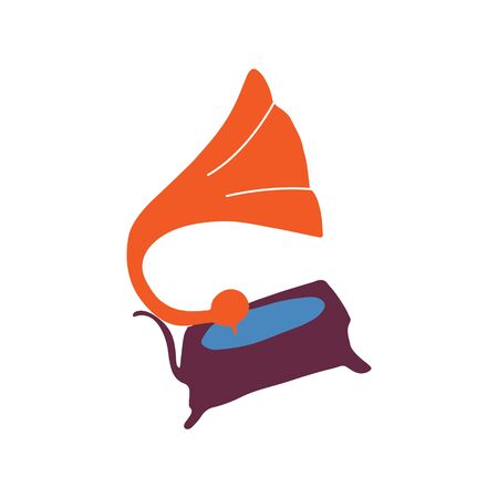 Single gramophone icon. A hand-drawn phonograph. Hand-drawn symbol. Vector graphicsのイラスト素材