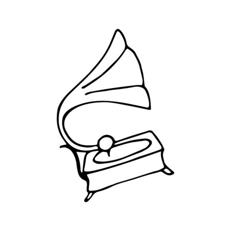 Single gramophone icon. A hand-drawn phonograph. Hand-drawn symbol. Vector graphicsのイラスト素材