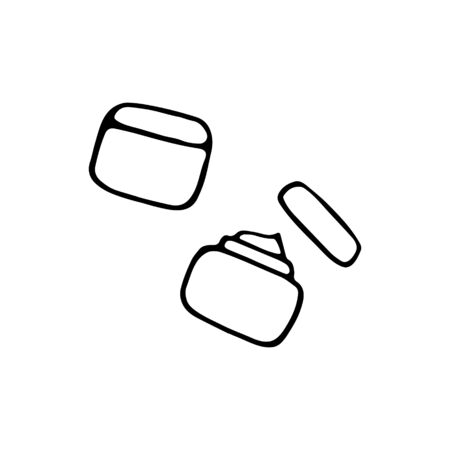 Cosmetic Container for gel, lotion, cream. Beauty product package, vector illustration. Hand drawn graphicのイラスト素材