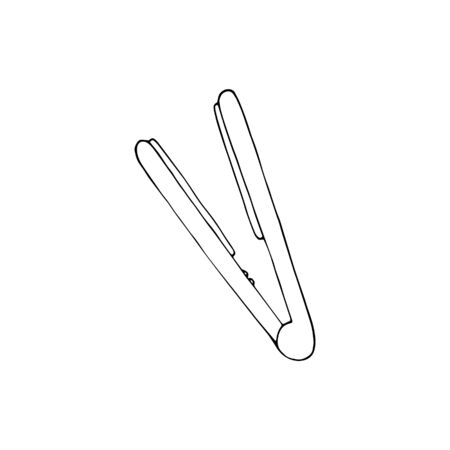 Hair straightener icon. Flat iron sign. Hand drawn doodle illustration.のイラスト素材