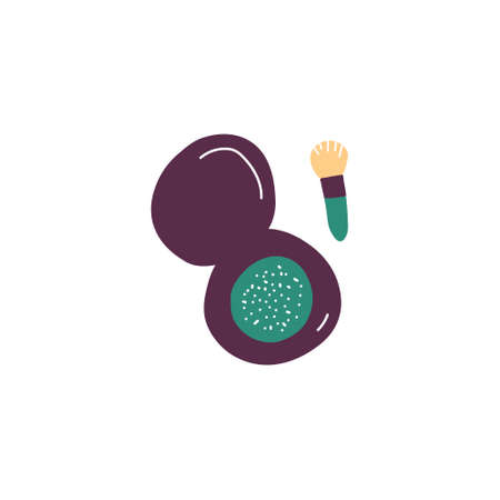 Single eyeshadow palette sign. Sketch simple cosmetics icon. Element for print, posters, advertisement, makeup equipment. Hand drawn flat vector illustrationのイラスト素材