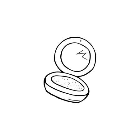 Simple sketch powder icon. Decorative cosmetics illustration. Hand drawn doodle vector graphicのイラスト素材