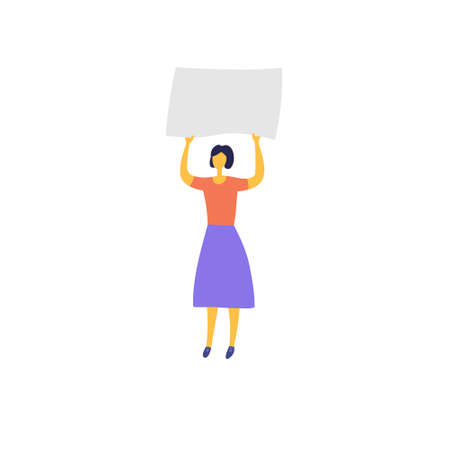 Striking woman. Revolt against sexual inequality and oppression. Fight for women rights. March Against Racial Discrimination. Vector flat illustration.のイラスト素材