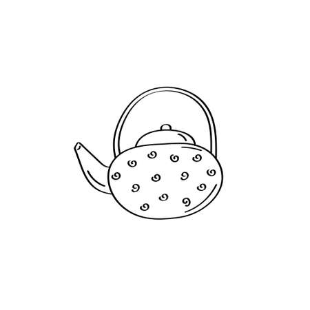 Kettle icon. Tea pot sign. Kitchenware element. Vector doodle illustrationのイラスト素材
