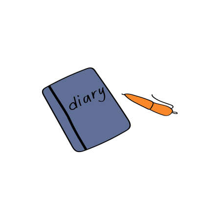 Personal diary. Personal notebook. Cute doodle vector illustrationのイラスト素材