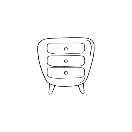 Bedside table illustration. Cute nightstand icon. Vector doodle graphicのイラスト素材