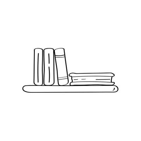 Cute single book shelf illustration. Vector doodle graphicのイラスト素材