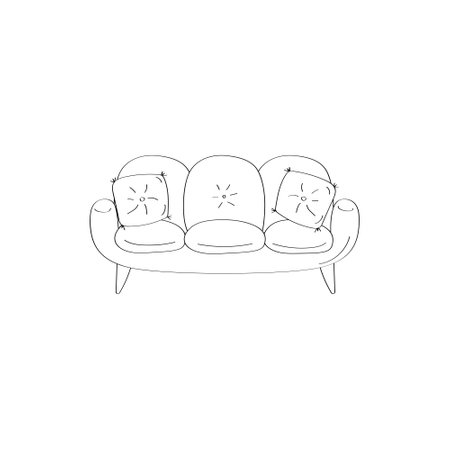 Couch doodle icon. Cute sofa sign. Vector hand drawn illustrationのイラスト素材