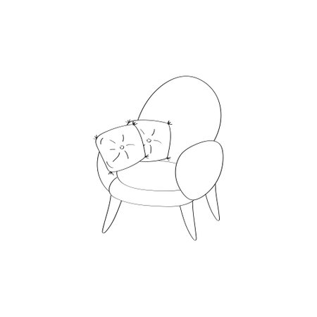Doodle armchair icon. Cute single chair illustration. Vector doodle graphicのイラスト素材