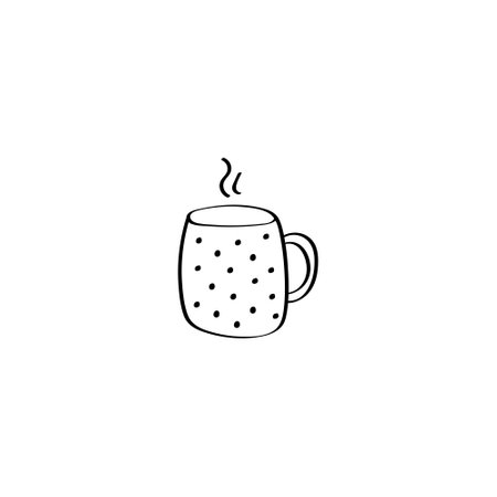 Cute cup sign. Vector doodle icon. Hand drawn illustrationのイラスト素材