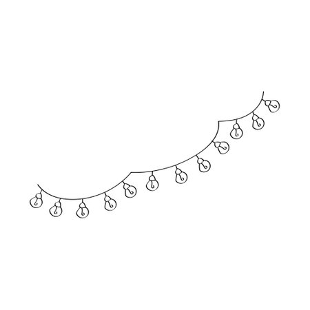 Festive garland of light bulbs. Doodle vector illustrationのイラスト素材