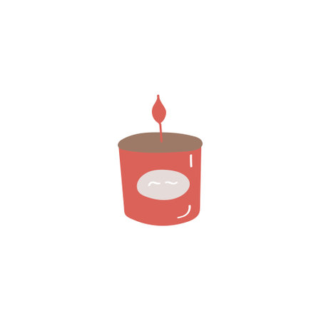 Candle in candlestick icon. Doodle hand drawn flat colored vector iconのイラスト素材