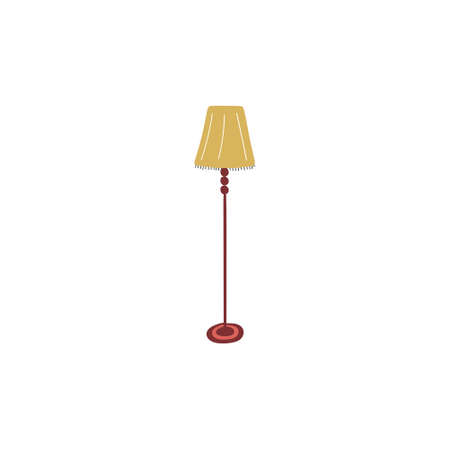 Cute doodle icon of floor lamp. Hand drawn vector colored flat illustrationのイラスト素材