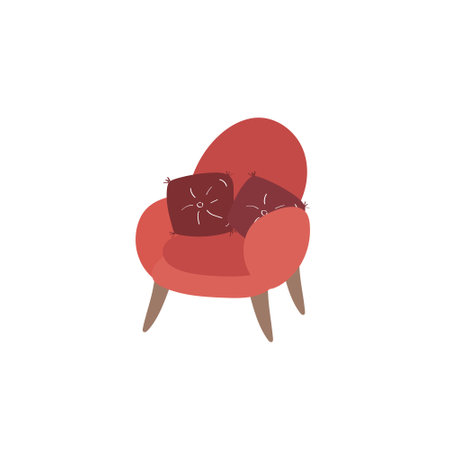Doodle armchair icon. Cute single chair illustration. Vector doodle graphicのイラスト素材