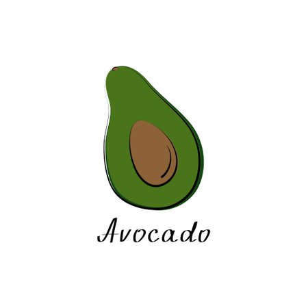 Avocado flat illustration. Vegetable sign. Cartoon vector icon isolated on white background.のイラスト素材