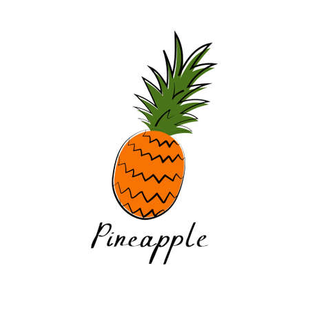 Pineapple vector cartoon flat illustration. Fruit berry and vegetable logo.のイラスト素材