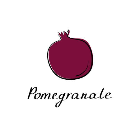 Pomegranate vector cartoon flat illustration. Garnet sign. Fruit and vegetable logo.のイラスト素材