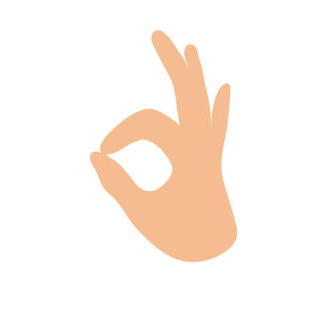 Ok hand sign. Approving affirmative gesture. Vector flat hand illustration.のイラスト素材