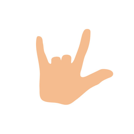 Rock horns sign. Hand gesture. Vector flat illustration.のイラスト素材