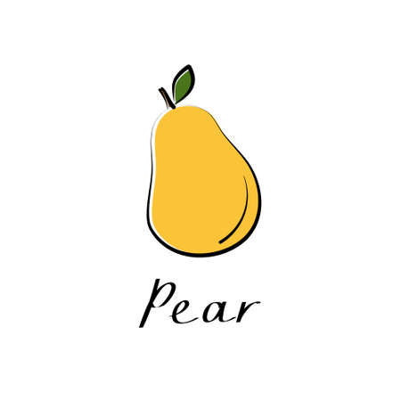 Pear vector cartoon flat illustration. Fresh berry fruit and vegetable logo.のイラスト素材
